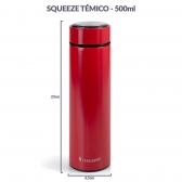 Squeeze Térmico Aço Inox 500ml Termopro - Vemelho
