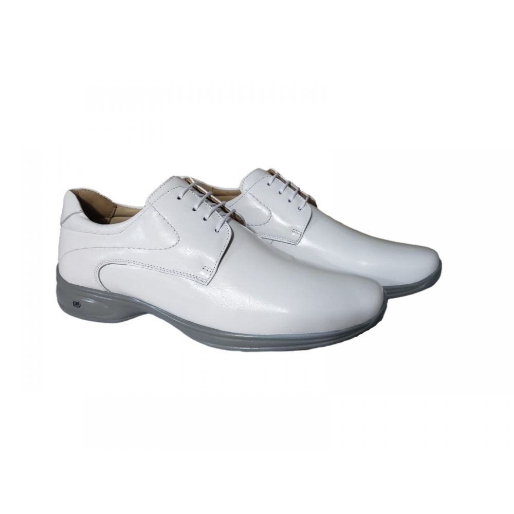 Sapato Masculino Casual Jota Pe 3D Vision em Couro - Branco