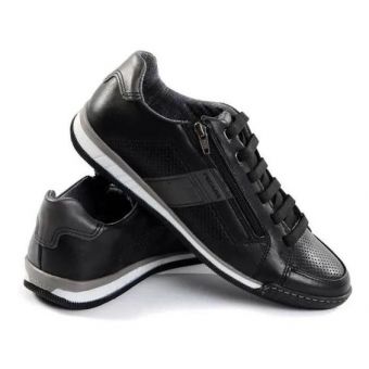 Sapatênis Masculino Pegada Casual Preto de Couro