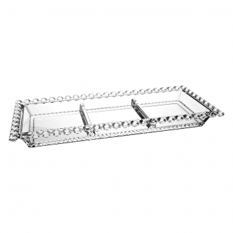 Petisqueira com 3 Divisórias Diamante em Cristal L´hermitage