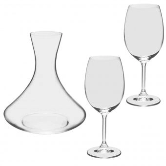 Jogo de Decanter e 2 Taças para Vinho Bohemia Forum Cristal