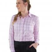 Camisa Social Feminina Manga Longa Baumgarten Woman Tradicional Xadrez - 6467 Branco/Cinza/Rosa