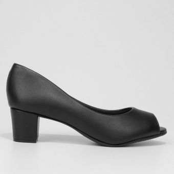 Sapato Feminino Beira Rio Peep Toe Salto Baixo Napa Turim