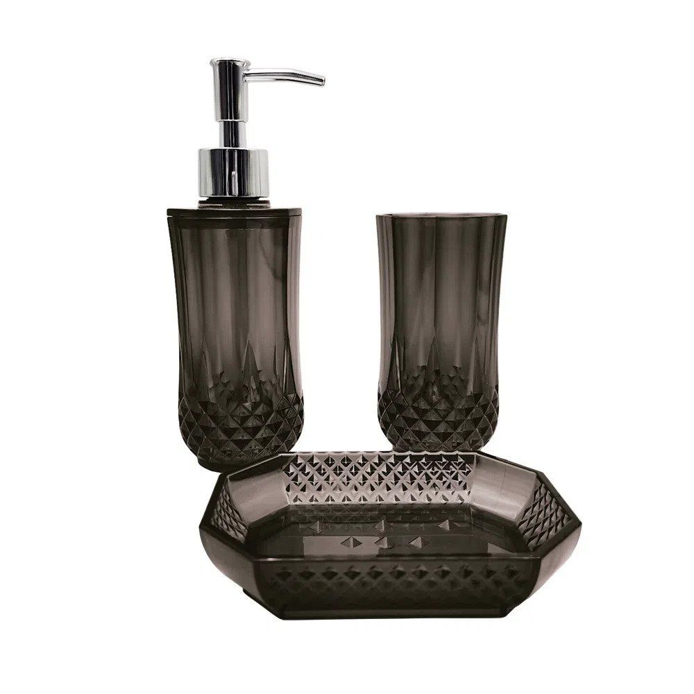 Jogo 3 Peças Banheiro Maison Decor Scarlet - Fumê