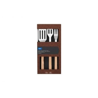 Kit Churrasco Brinox 3 Peças em Madeira e Aço Inoxidável
