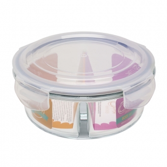 Pote Hermético Oxford de Vidro Redondo com Divisória 833 ml