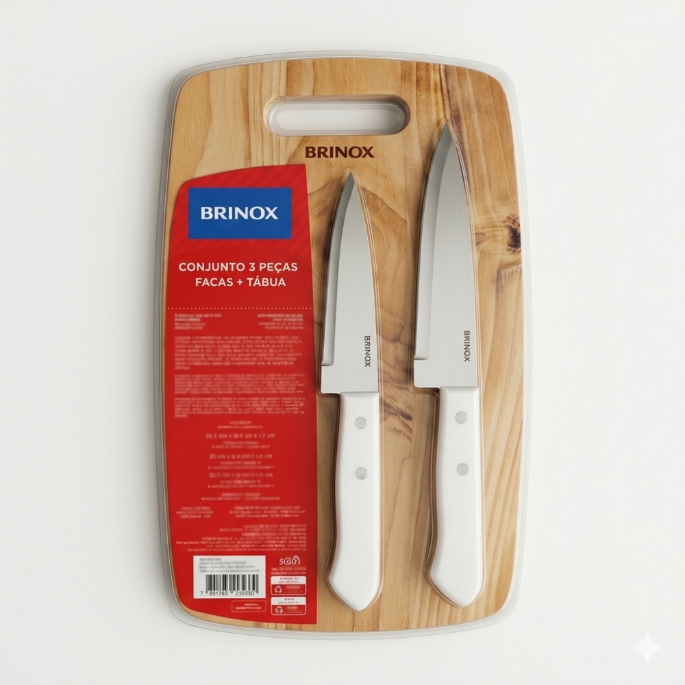Kit Churrasco Inox 3 Peças Brinox