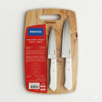 Kit Churrasco Inox 3 Peças Brinox
