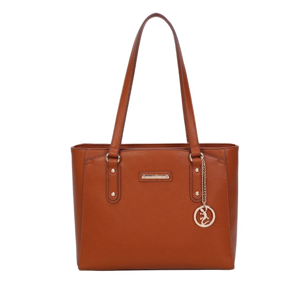 Bolsa Tote Grande Fellipe Krein Aw22 Saffiano - Caramelo