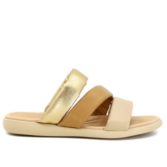 Chinelo Feminino Couro Usaflex Tricolo Metalizado Tiras