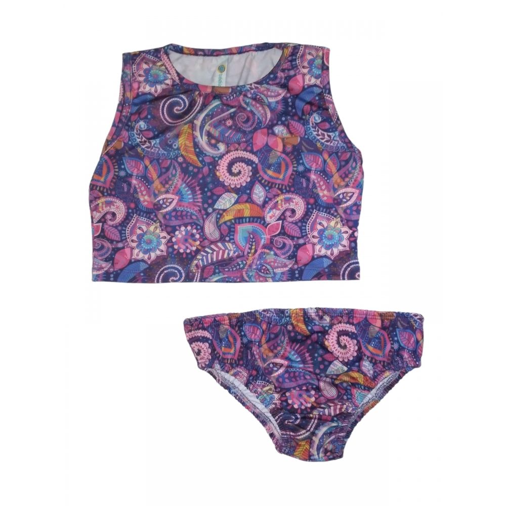 Conjunto Infantil Proteção Uv Cropeed Tube Kids - Arabesco