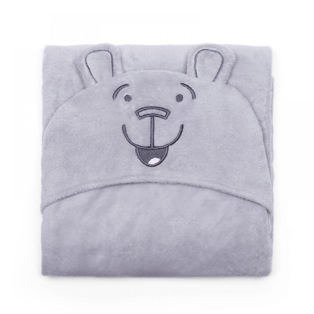 Manta Microfibra Infantil com Capuz Buettner 90X90 - Teedy Cinza