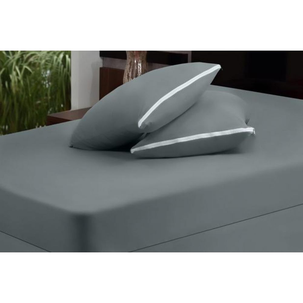 Kit 2 Capas para Travesseiro com Zíper Venesa 100% Algodão - Cinza