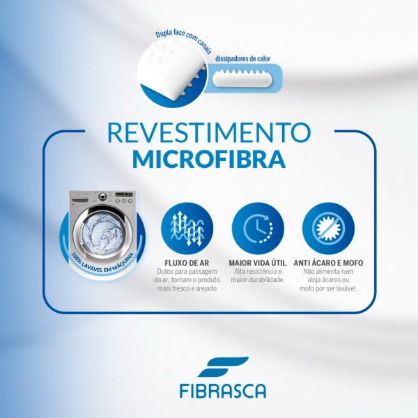 Travesseiro Látex Lavável Fibrasca New Performance 60 cm x 40 cm - Látex Lavável