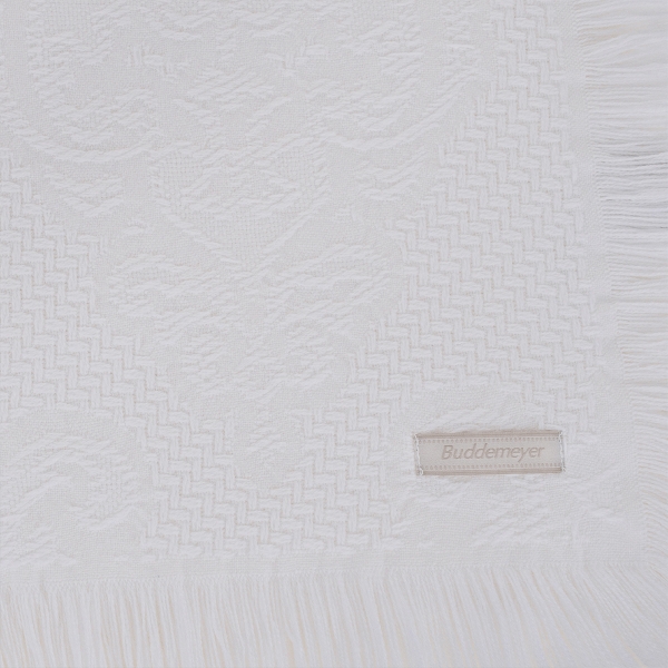 Colcha Solteiro Buddemeyer Medalhão com Franja - Branco - 1011