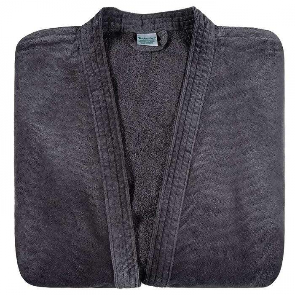 Roupão Adulto com Manga Dohler Velour Confort 100% Algodão - Grafite