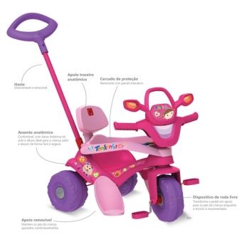 Triciclo Bandeirante Tonkinha Passeio e Pedal Rosa