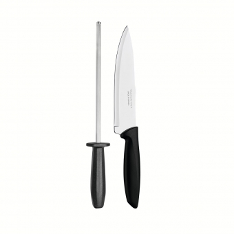Jogo de Faca com Chaira Tramontina Inox Plenus