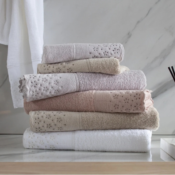 Toalha de Rosto c/ Renda Bordada Buddemeyer Crystal - Branco 1011