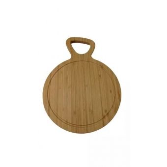Tabua de Cozinha Bamboo Redonda com Cabo 38x28 cm Homecook