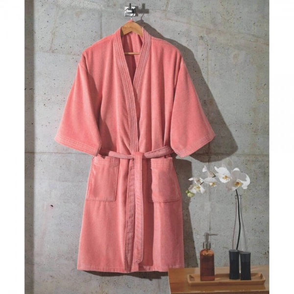 Roupão Adulto com Manga Dohler Velour Confort 100% Algodão - Rose