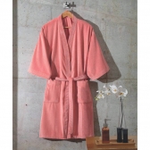 Roupão Adulto com Manga Dohler Velour Confort 100% Algodão - Rose