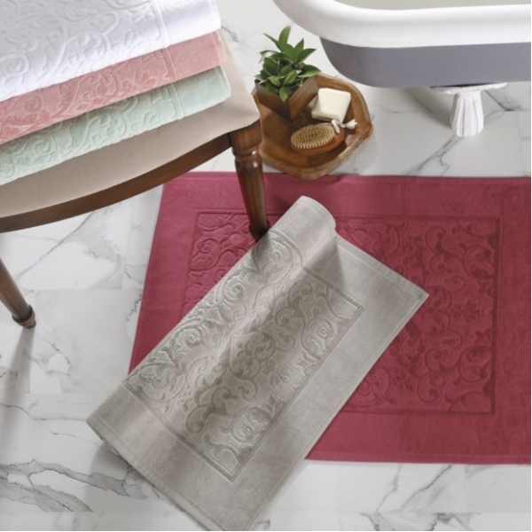 Toalha de Piso Felpudo Dohler Jacquard Confort Lisa FJ-6408 - Rosê