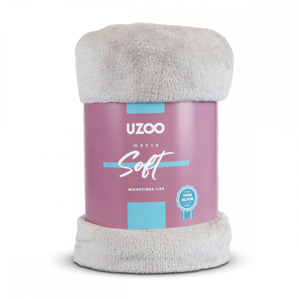 Manta Casal Uzoo Soft Microfibra 1,80 m x 2,00 m Lisa - Bege