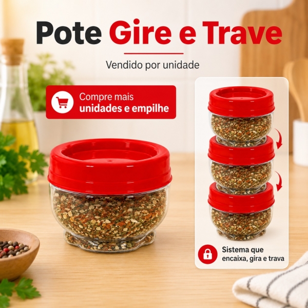 Pote Organizador Gire E Trave 155ml Porta Temperos