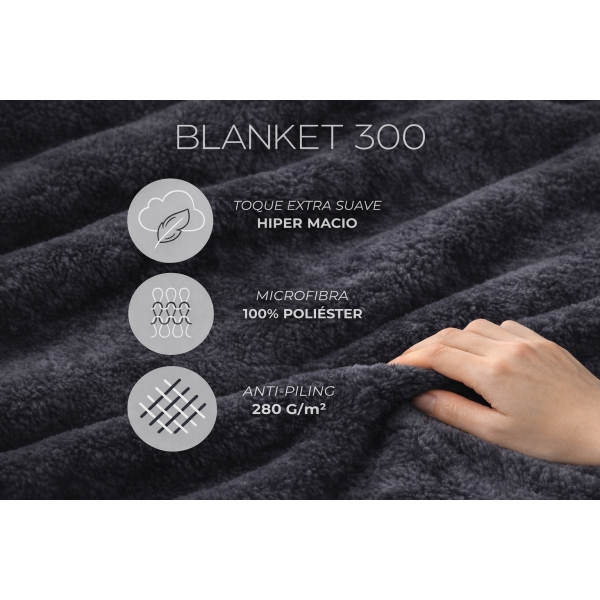 Cobertor Solteiro Kacyumara Blanket 300 Toque de Seda - Grafite