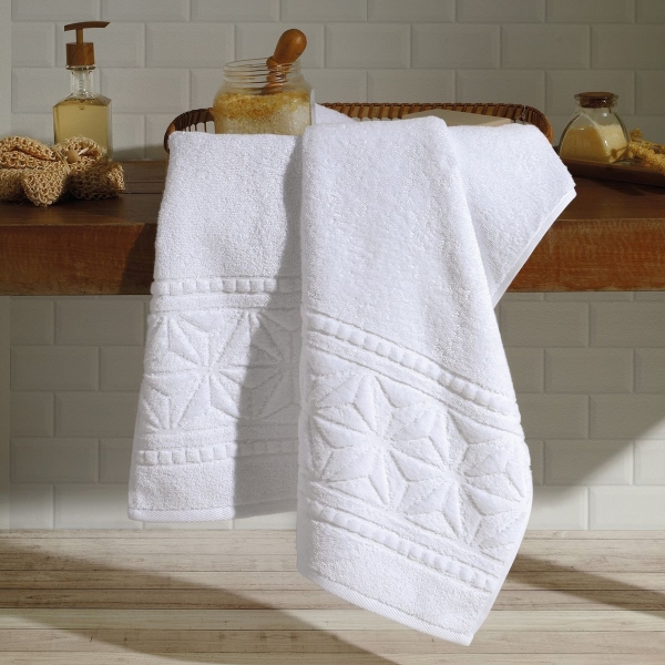 Toalha de Banho Felpudo Dohler Jacquard Confort Lisa FJ-7150 - Branco