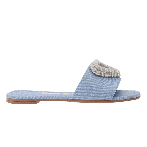Sandália Flats Feminina de Coração Vizzano 6371.368 - Jeans Claro