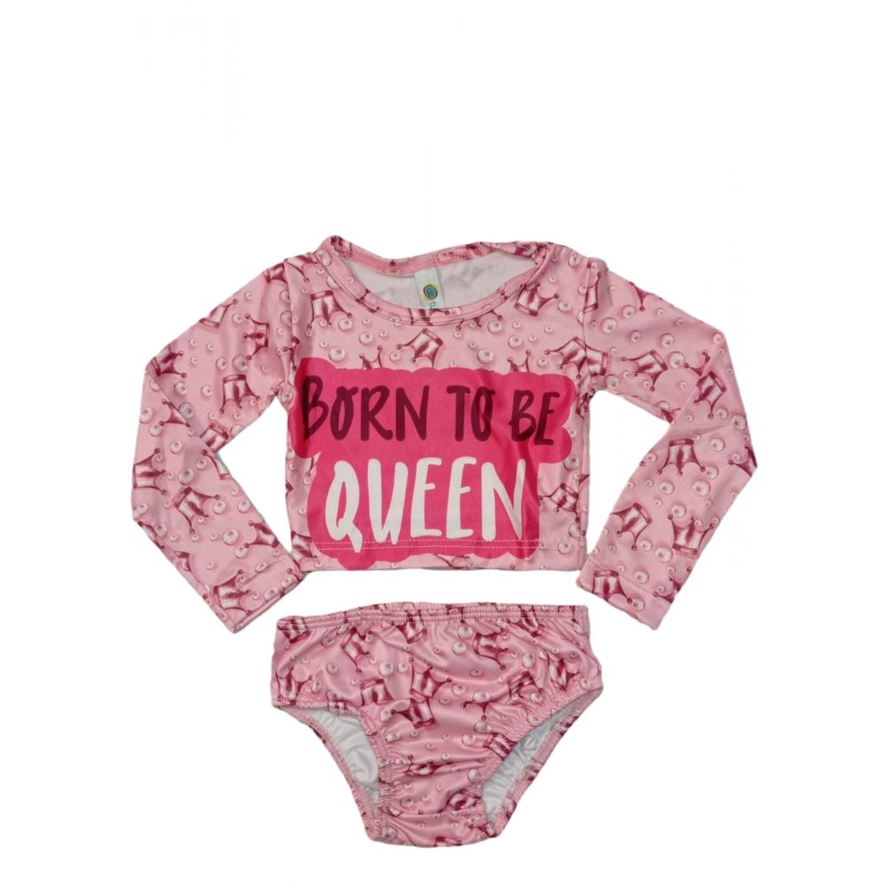 Conjunto Infantil de Praia Proteção UV Tube Kids - Rainha