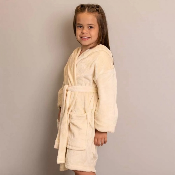 Roupão Kids com Capuz Appel Microfibra Flannel - Areia