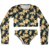 Conjunto de Praia de Menina Proteção UV Tube kids - Flores Amarelas