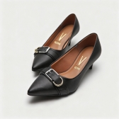 Sapato Feminino Vizzano Scarpin Pelica Bico Fino - Preto