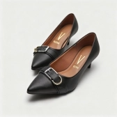 Sapato Feminino Vizzano Scarpin Pelica Bico Fino - Preto