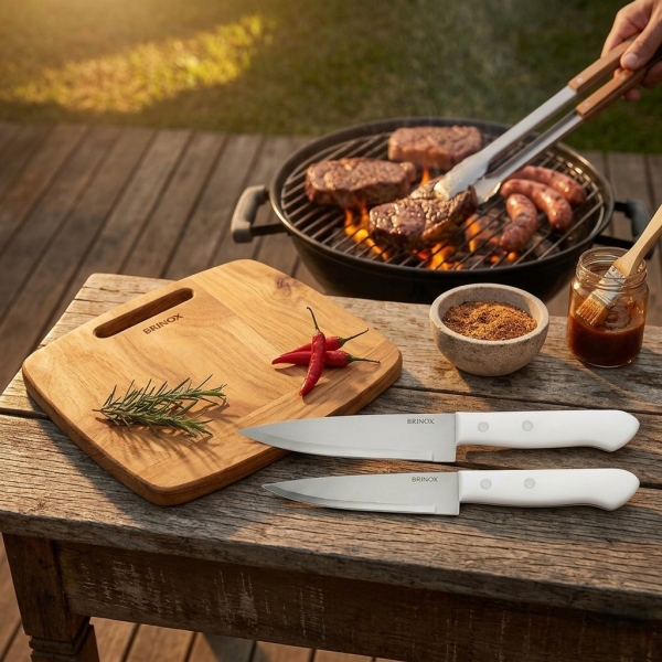 Kit Churrasco Inox 3 Peças Brinox