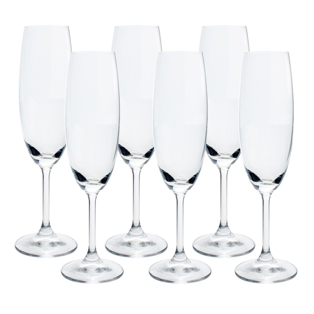 Jogo 6 Taças Champagne Anna em Cristal 220 ml Bohemia