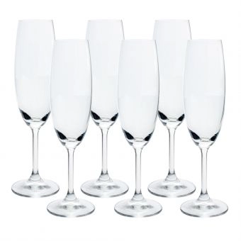 Jogo 6 Taças Champagne Anna em Cristal 220 ml Bohemia