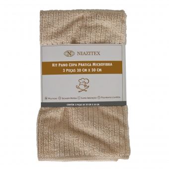Pano Copa Kit 3 Pcs Microfibra Pratica 30x30