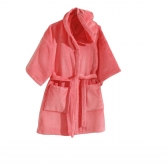 Roupão de Banho com Capuz e Bolso Infantil Dohler Velour Liso - Rosa