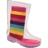 Galocha Infantil com Meias LueLua Cristal Pink Cano Longo - Translúcido