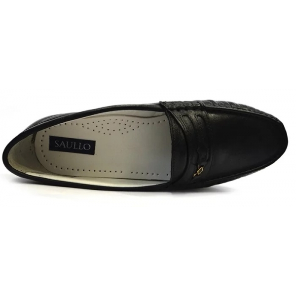 Mocassim Masculino Saullo 1604 em Couro Preto