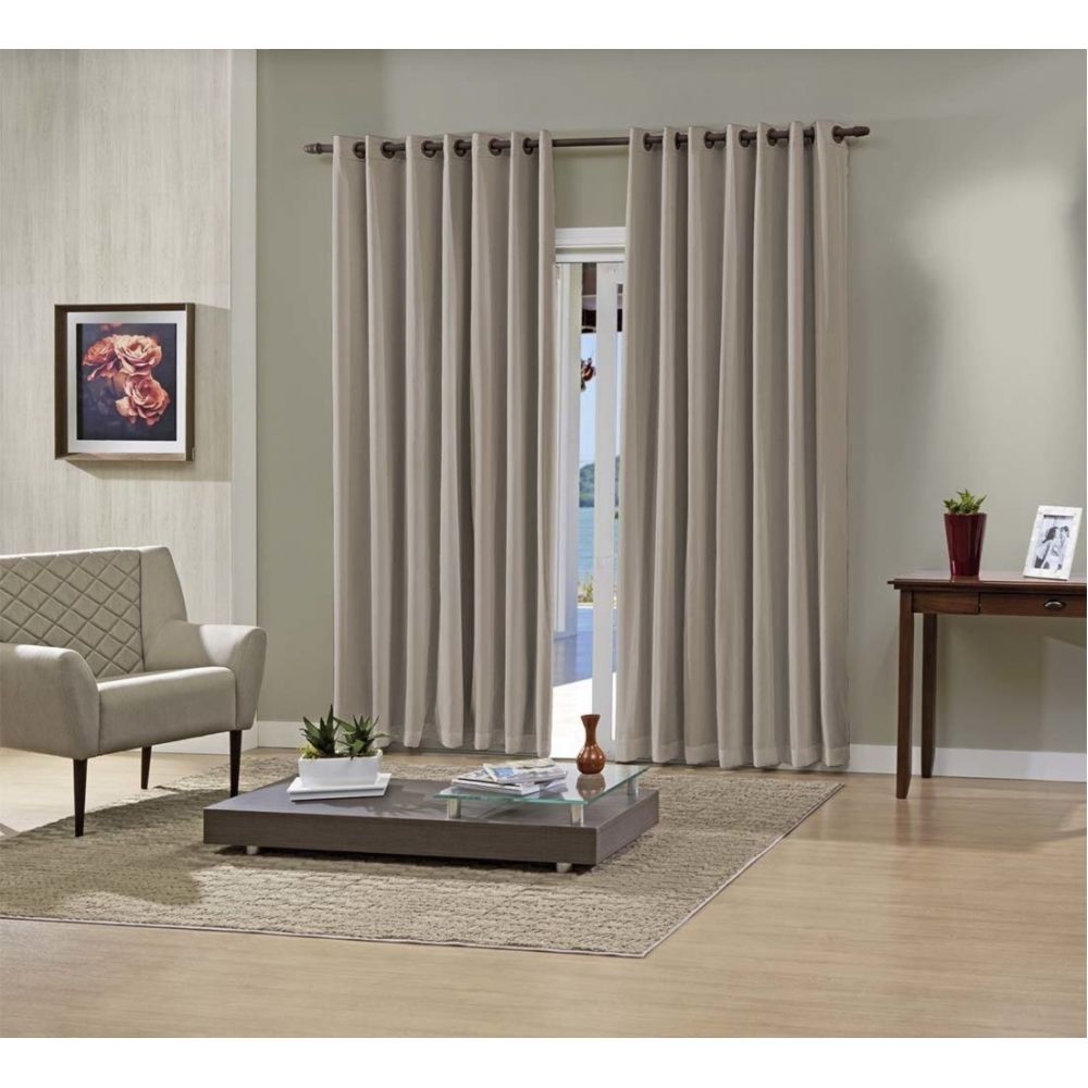 Cortina Blackout  3,6 x 2,5 m Bella Janela Pratika Lisa Slim - Taupe