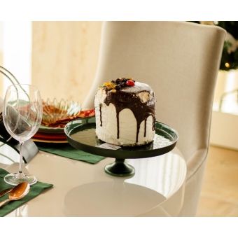 Centro de Mesa L´ Hermitage com Pé em Vidro Ø28 x 9 cm Verde