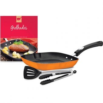 Conjunto Bistequeira Mônaco Antiaderente Tramontina Laranja