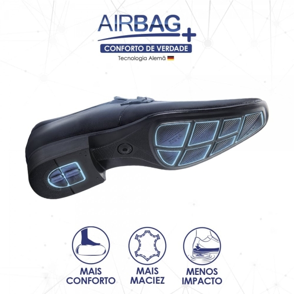 Sapato Masculino Casual Jota Pe Air Winner em Couro - Preto
