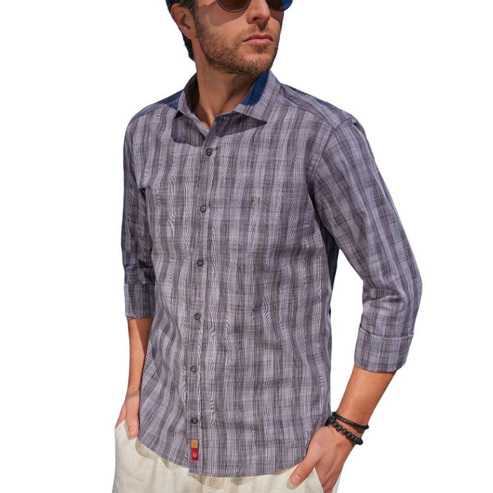 Camisa Social Manga Longa Baumgarten BGT 4838 XDA - Preto/Cinza