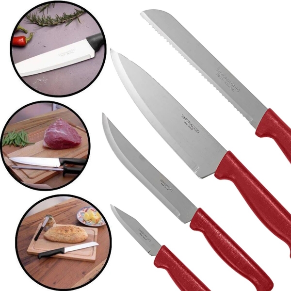 Conjunto de Facas Simonaggio Cook Tools 4 peças - Vermelho